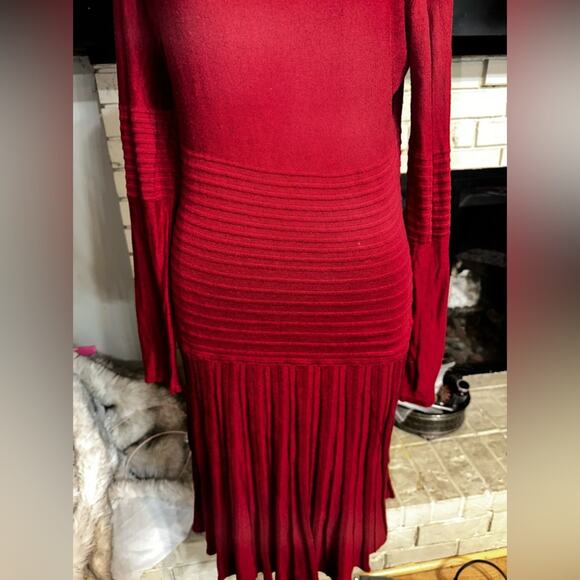 MAX STUDIO Fitted Knit Stretch Delores’s Autumn Rust Long Sleeve Size Large - Picture 3 of 9